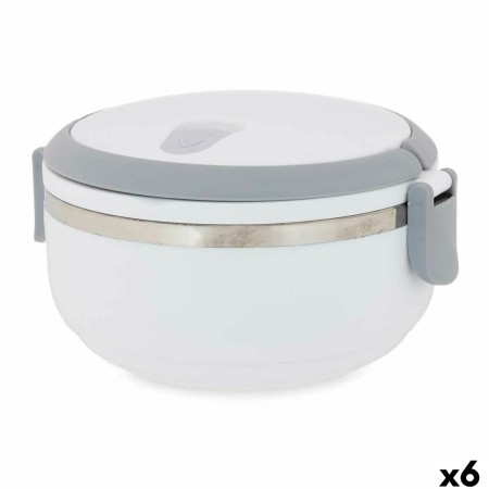 Boîte à lunch Kinvara SW8034A-1 1 Blanc Gris Anthracite Acier inoxydable polypropylène 700 ml 16 x 9 x 14,5 cm (6 Unités): Plus 