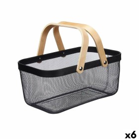 Panier Multi-usages Kinvara 1031 Noir Bois Métal 42,5 x 18 x 26,5 cm (6 Unités): Plus de 300.000 produits de grandes marques en 