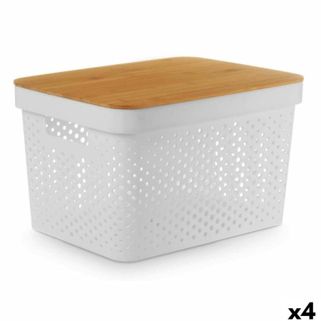 Boîte Multiusage Kinvara CH52970 (25) Blanc Marron Bambou polypropylène 35,7 x 22 x 26,2 cm (4 Unités): Plus de 300.000 produits