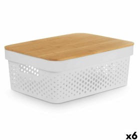 Boîte Multiusage Kinvara CH52980 (27) Blanc Marron Bambou polypropylène 35,7 x 14 x 26,2 cm (6 Unités): Plus de 300.000 produits