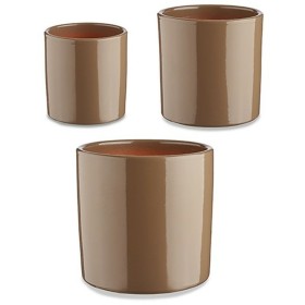 Set de pots Ibergarden CILINDRO-7006 Taupe Argile Cylindre Ø 14 cm Ø 22 cm Ø 17 cm 3 Pièces: Plus de 300.000 produits de grandes