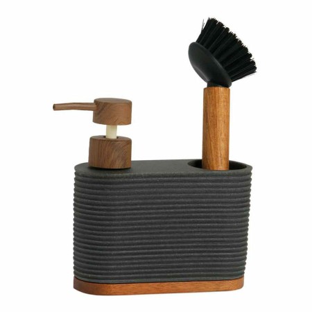 Distributeur de Liquide Vaisselle 2 en 1 Andrea House cc73049 Noir Bois d'acacia: Plus de 300.000 produits de grandes marques en