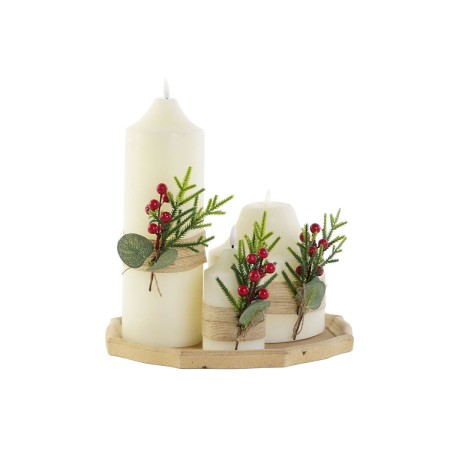 Ensemble de Bougies DKD Home Decor Blanc Vert Noël 7 x 7 x 15 cm: Plus de 300.000 produits de grandes marques en vente directe à