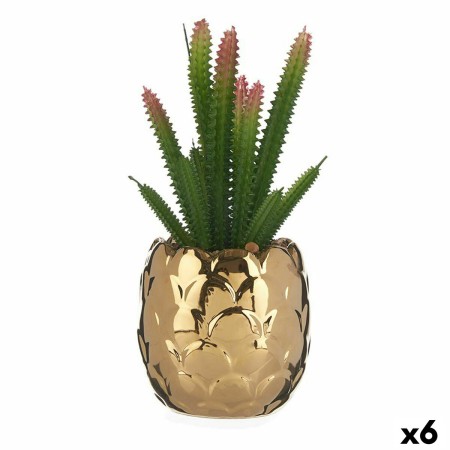 Plante décorative Ibergarden HY2-44 Céramique Plastique Cactus 10 x 20 x 10 cm Vert Doré (6 Unités): Plus de 300.000 produits de