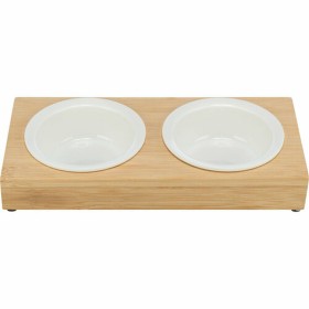 Mangeoire pour chiens Trixie Blanc Naturel Céramique Bambou Ø 12 cm 2 x 250 ml 30 × 5 × 14 cm: Plus de 300.000 produits de grand