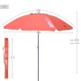 Parasol Aktive UV50 Ø 200 cm Corail Polyester Aluminium 200 x 198 x 200 cm (6 Unités): Plus de 300.000 produits de grandes marqu