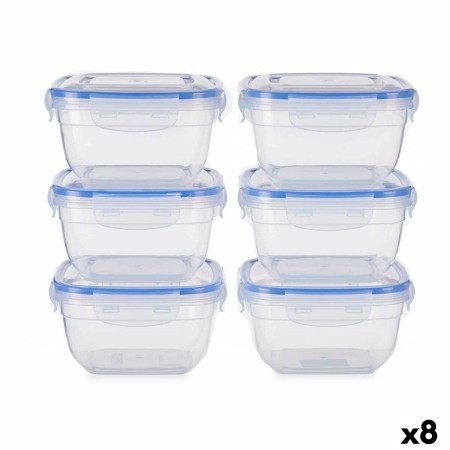 Ensemble de Boîtes à Lunch Hermétique Bleu Transparent Plastique 900 ml 14,5 x 8,5 x 14,5 cm (8 Unités): Plus de 300.000 produit