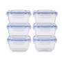 Ensemble de Boîtes à Lunch Hermétique Bleu Transparent Plastique 900 ml 14,5 x 8,5 x 14,5 cm (8 Unités): Plus de 300.000 produit