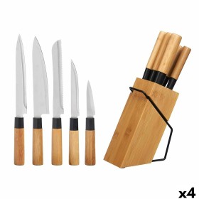 Jeu de couteaux avec support en bois Kinvara KT171028A 6PCS Naturel Bambou Acier (4 Unités): Plus de 300.000 produits de grandes