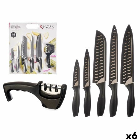 Ensemble de Couteaux Kinvara KT157095 Noir Acier inoxydable polypropylène Affûteuse de couteaux (6 Unités): Plus de 300.000 prod