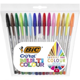 Ensemble de Stylos Bic Cristal Multicolor 15 Pièces Multicouleur 0,42 mm (15 Pièces): Plus de 300.000 produits de grandes marque