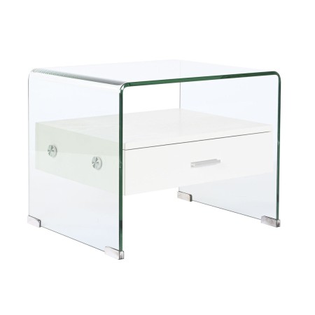 Table de Nuit DKD Home Decor Blanc Transparent Verre Bois MDF 50 x 40 x 45,5 cm: Plus de 300.000 produits de grandes marques en 