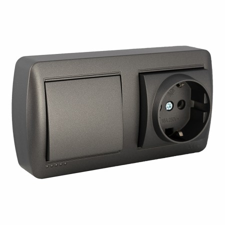 Base double Prise + Interrupteur Solera Mural 2p+t 250 V 16 A Graphite: Plus de 300.000 produits de grandes marques en vente dir