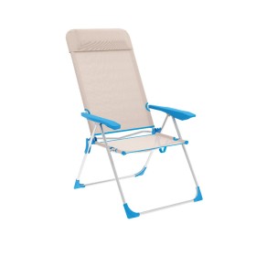 Marbueno Chaise Pliante 5 Positions Aluminium avec Coussin Beige/Bleu Plage et Piscine 69X58X109 cm 10175: Plus de 300.000 produ