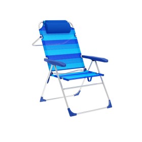 Marbueno Chaise Pliante 5 Positions Aluminium avec Coussin Rayures Bleues Plage et Piscine 67X66X99 cm 10246: Plus de 300.000 pr