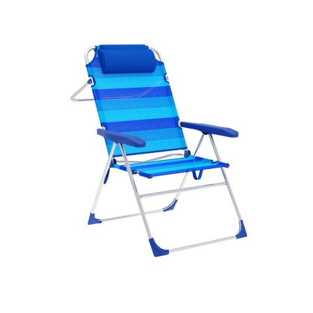 Marbueno Chaise Pliante 5 Positions Aluminium avec Coussin Rayures Bleues Plage et Piscine 67X66X99 cm 10246: Plus de 300.000 pr