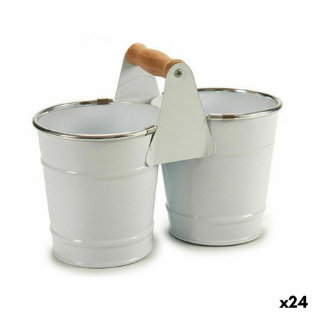 Cache-pot Ibergarden D60088-D Blanc Argenté Bois Zinc Double 20 x 15 x 10,2 cm (24 Unités): Plus de 300.000 produits de grandes 