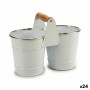 Cache-pot Ibergarden D60088-D Blanc Argenté Bois Zinc Double 20 x 15 x 10,2 cm (24 Unités): Plus de 300.000 produits de grandes 