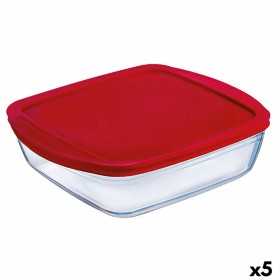 Panier-repas carré avec couvercle Ô Cuisine Cook&store Ocu Rouge 2,2 L 25 x 22 x 5 cm verre Silicone (5 Unités): Plus de 300.000
