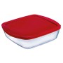 Panier-repas carré avec couvercle Ô Cuisine Cook&store Ocu Rouge 2,2 L 25 x 22 x 5 cm verre Silicone (5 Unités): Plus de 300.000