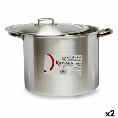 Marmite avec couvercle Argenté Aluminium 44 x 30 x 35 cm (2 Unités): Plus de 300.000 produits de grandes marques en vente direct