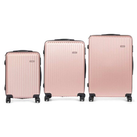 Jeu de valises Rose Rayures 3 Pièces: Plus de 300.000 produits de grandes marques en vente directe à prix usine sur cadeaufou.co