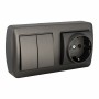 Base double Prise + Interrupteur Solera Mural 2p+t 250 V 16 A Graphite: Plus de 300.000 produits de grandes marques en vente dir