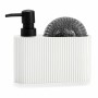 Distributeur de Liquide Vaisselle 2 en 1 Andrea House CC71086 Blanc Résine Tampon à récurer 16 x 5 x 15 cm 300 ml: Plus de 300.0