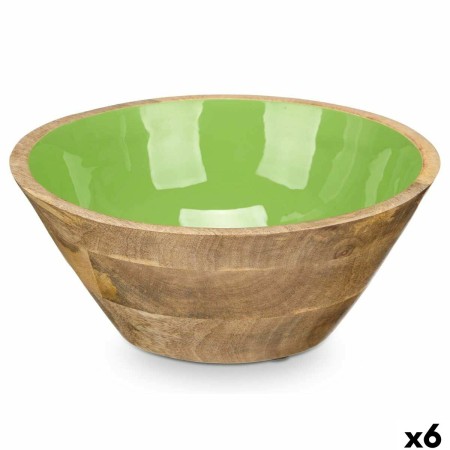 Bol GiftDecor MALI-701 G Vert Émail Bois de manguier 24,3 x 10,5 x 24,3 cm (6 Unités): Plus de 300.000 produits de grandes marqu