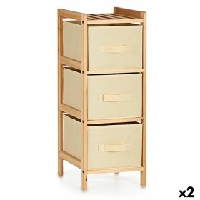 Caisson à Tiroirs Crème Bois Textile 28 x 70 x 29,5 cm (2 Unités): Plus de 300.000 produits de grandes marques en vente directe 