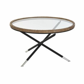 Table d'appoint DKD Home Decor 80 x 80 x 48 cm Verre Naturel Argenté Noir Métal: Plus de 300.000 produits de grandes marques en 