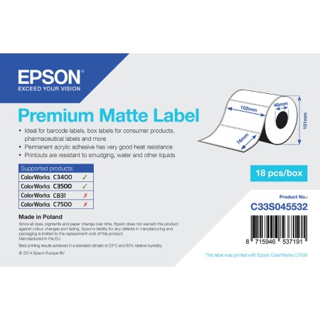Etiquettes pour Imprimante Epson C33S045532 Blanc: Plus de 300.000 produits de grandes marques en vente directe à prix usine sur