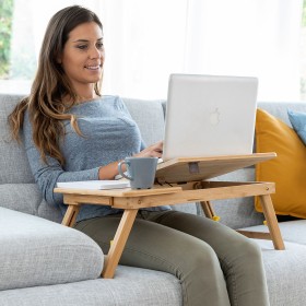 Table pliante d'appoint en bambou Lapwood InnovaGoods: Plus de 300.000 produits de grandes marques en vente directe à prix usine
