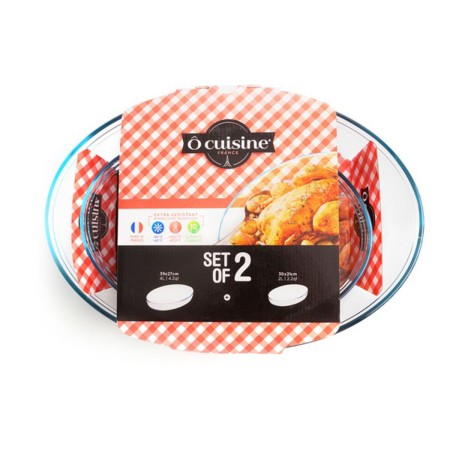 Ensemble de plats de cuisson au four Ô Cuisine 334SA06 Transparent verre (2 pcs): Plus de 300.000 produits de grandes marques en