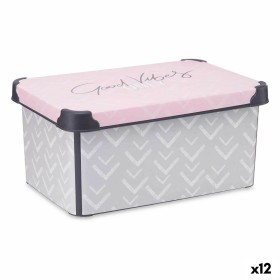 Boîte de rangement avec couvercle Kipit Vibes Gris Rose Plastique 10 L 22,7 x 16,5 x 34,5 cm (12 Unités): Plus de 300.000 produi