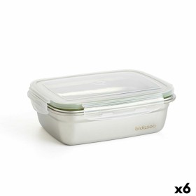 Boîte à lunch hermétique Bidasoa Theo 19,5 x 14,5 x 8 cm 850 ml Argenté Métal (6 Unités): Plus de 300.000 produits de grandes ma