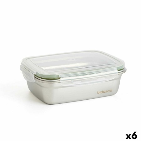 Boîte à lunch hermétique Bidasoa Theo 19,5 x 14,5 x 8 cm 850 ml Argenté Métal (6 Unités): Plus de 300.000 produits de grandes ma