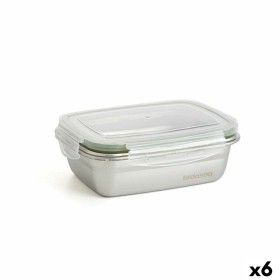 Boîte à lunch hermétique Bidasoa Theo 17 x 13 x 6 cm 550 ml Argenté Métal (6 Unités): Plus de 300.000 produits de grandes marque