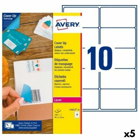 Etiquettes pour Imprimante Avery L4612 Blanc 25 Volets 99,1 x 57 mm (5 Unités): Plus de 300.000 produits de grandes marques en v