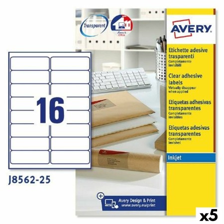 Etiquettes pour Imprimante Avery J8562 25 Volets 99,1 x 33,9 mm Transparent (5 Unités): Plus de 300.000 produits de grandes marq