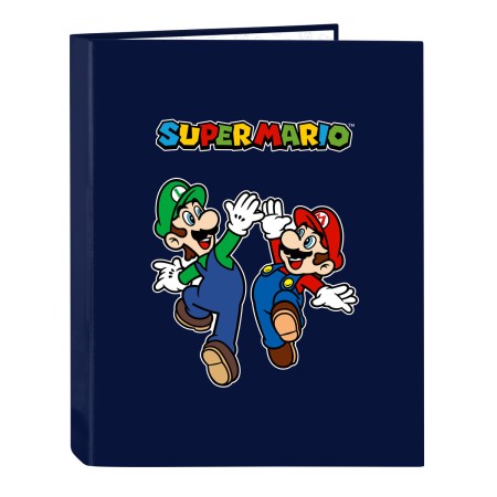 Reliure à anneaux Super Mario 26.5 x 33 x 4 cm Blue marine A4: Plus de 300.000 produits de grandes marques en vente directe à pr