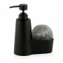 Distributeur de Liquide Vaisselle 2 en 1 Andrea House CC70059 Noir mat Plastique Tampon à récurer 14,5 x 7 x 18,5 cm 260 ml: Plu
