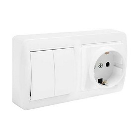 Socle de prise Solera mur36u Schuko Bipolaire Double Interrupteur/Commutateur Obturateur Blanc Surface 16 A: Plus de 300.000 pro