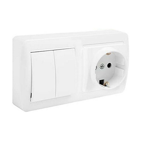 Socle de prise Solera mur36u Schuko Bipolaire Double Interrupteur/Commutateur Obturateur Blanc Surface 16 A: Plus de 300.000 pro