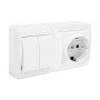 Socle de prise Solera mur36u Schuko Bipolaire Double Interrupteur/Commutateur Obturateur Blanc Surface 16 A: Plus de 300.000 pro