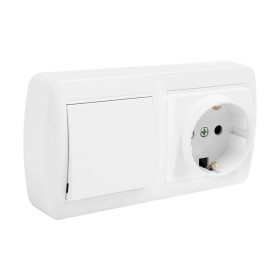 Socle de prise Solera mur63u Schuko Bipolaire Double Interrupteur/Commutateur Blanc Surface 16 A: Plus de 300.000 produits de gr
