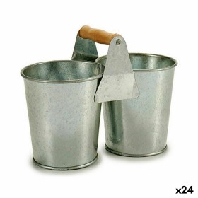 Cache-pot Ibergarden D60088-B Marron Argenté Bois Zinc Double 20 x 15 x 10,2 cm (24 Unités): Plus de 300.000 produits de grandes