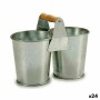 Cache-pot Ibergarden D60088-B Marron Argenté Bois Zinc Double 20 x 15 x 10,2 cm (24 Unités): Plus de 300.000 produits de grandes