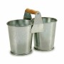 Cache-pot Ibergarden D60088-B Marron Argenté Bois Zinc Double 20 x 15 x 10,2 cm (24 Unités): Plus de 300.000 produits de grandes