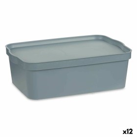 Boîte de rangement avec couvercle Kipit TP595-2 Gris Plastique 14 L 29,5 x 14,3 x 45 cm (12 Unités): Plus de 300.000 produits de